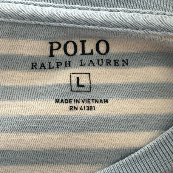 Polo Ralph Lauren Blue and White Crew Neck Short Sleeve Tee Size Large - Picture 3 of 4